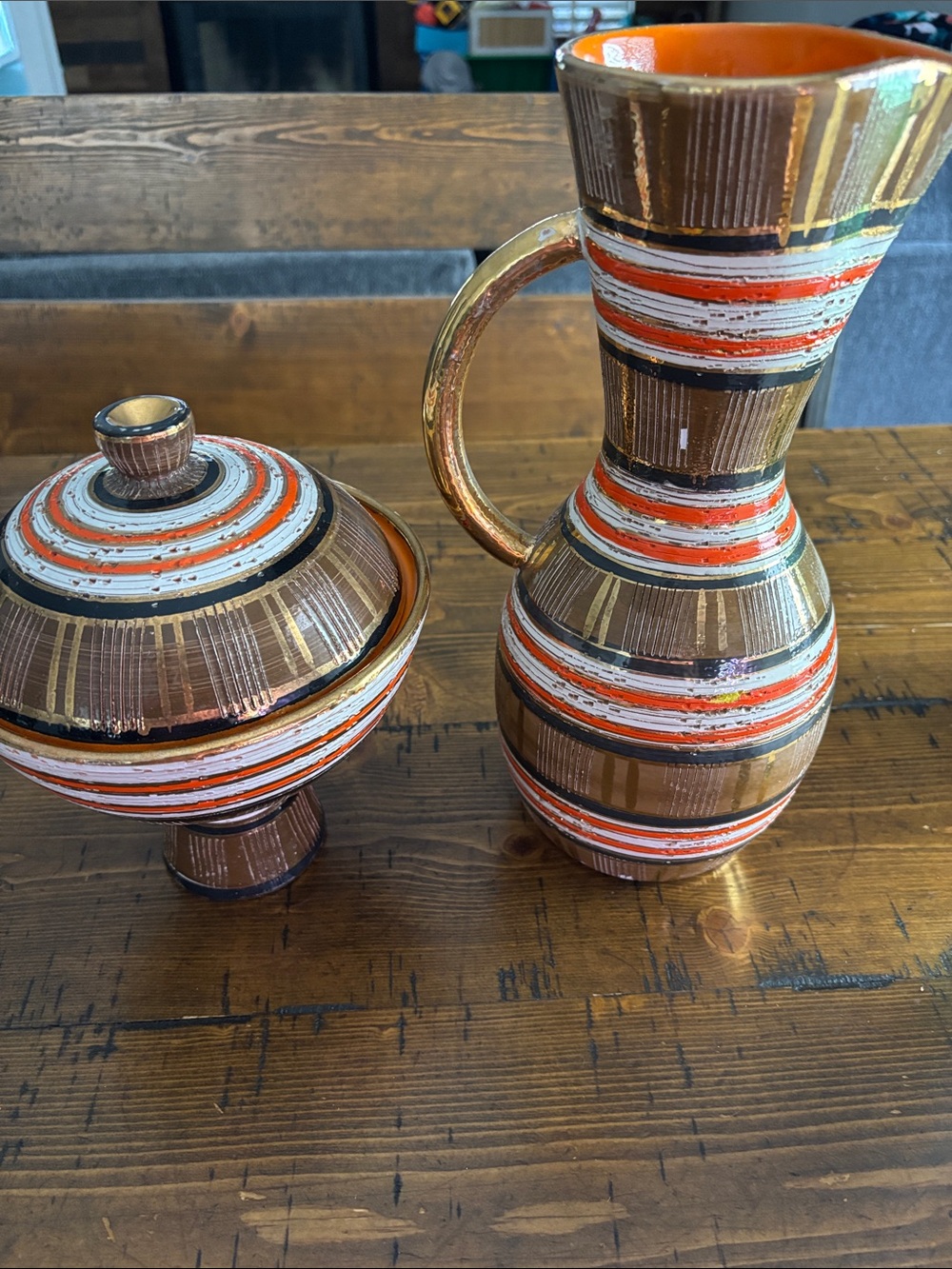 Beautiful Vintage Bitossi Striped Pitcher and Bowl 🔥 - Picture 4 of 12